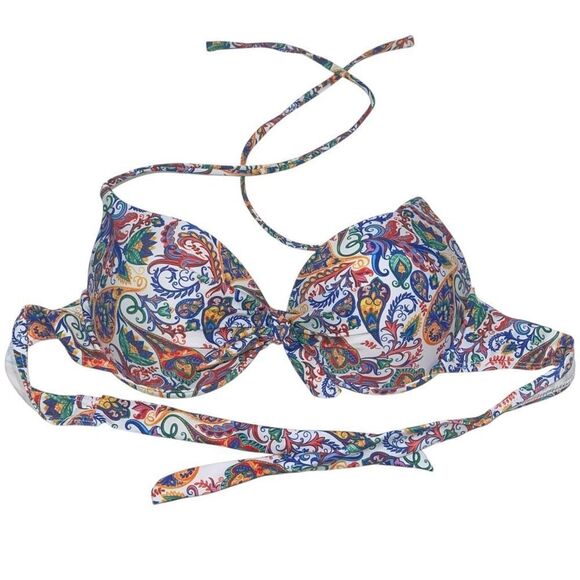 Unbranded Bright‎ Multicolor Paisley Padded Bikinj Top - Size Large - Picture 1 of 3